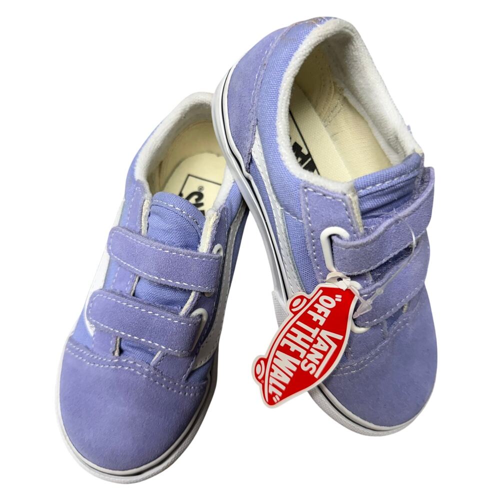 Vans Old Skool V Hook & Loop Toddler Shoes Lavender Purple Size 8.5 New